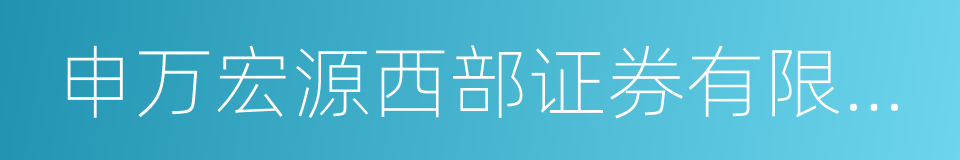 申万宏源西部证券有限公司的同义词