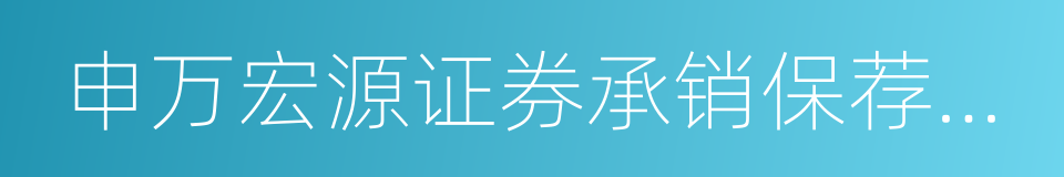 申万宏源证券承销保荐有限责任公司的同义词