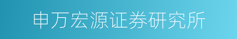 申万宏源证券研究所的同义词