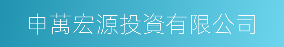 申萬宏源投資有限公司的同義詞