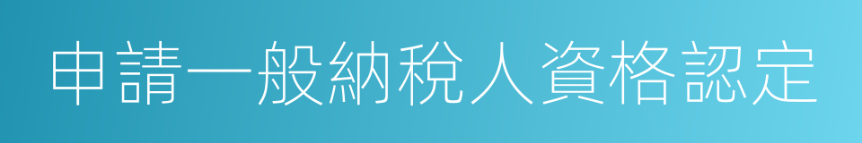 申請一般納稅人資格認定的同義詞