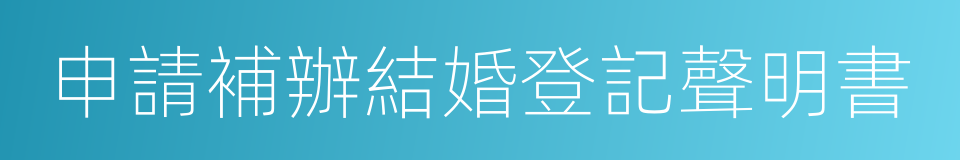 申請補辦結婚登記聲明書的同義詞