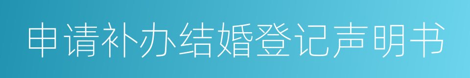 申请补办结婚登记声明书的同义词