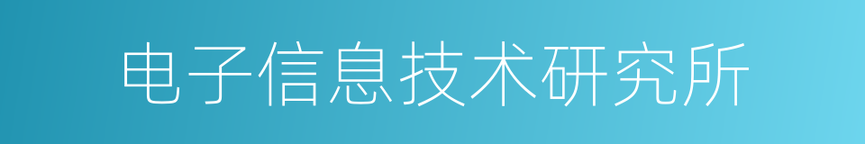 电子信息技术研究所的同义词