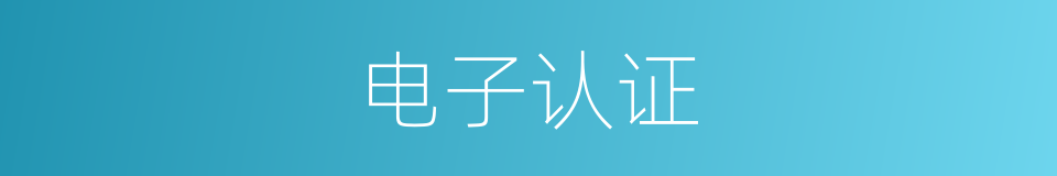 电子认证的意思