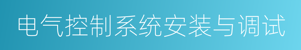 电气控制系统安装与调试的同义词