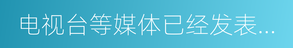 电视台等媒体已经发表的关于政治的同义词