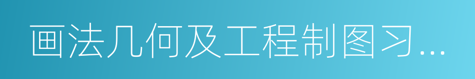 画法几何及工程制图习题集的同义词