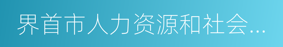 界首市人力资源和社会保障局的同义词