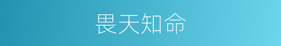 畏天知命的意思