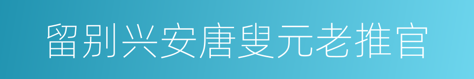 留别兴安唐叟元老推官的同义词