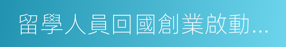 留學人員回國創業啟動支持計劃的同義詞