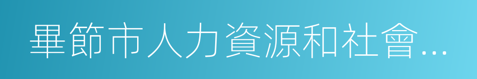 畢節市人力資源和社會保障局的意思