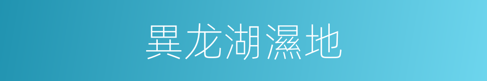 異龙湖濕地的同義詞