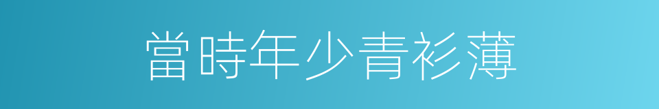 當時年少青衫薄的同義詞