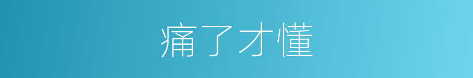 痛了才懂的同义词