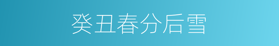癸丑春分后雪的同义词
