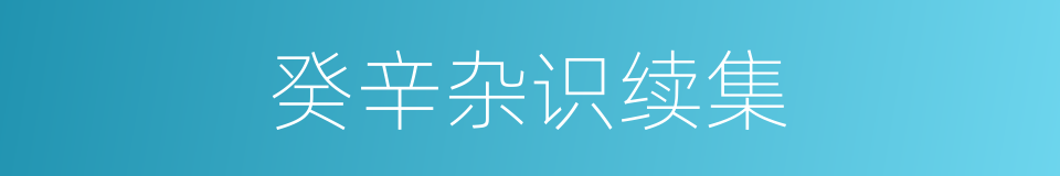 癸辛杂识续集的同义词