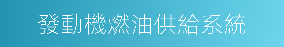 發動機燃油供給系統的同義詞