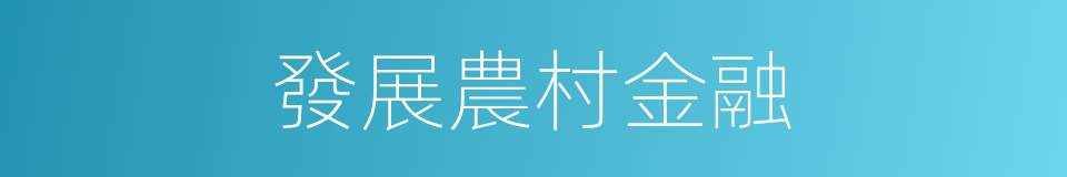 發展農村金融的同義詞