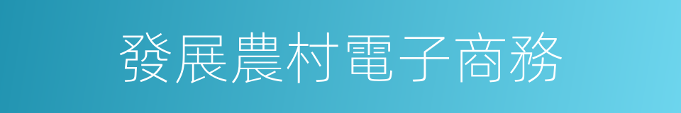 發展農村電子商務的同義詞
