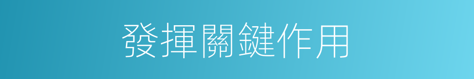 發揮關鍵作用的同義詞