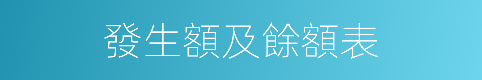 發生額及餘額表的同義詞