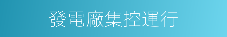 發電廠集控運行的同義詞