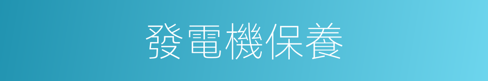 發電機保養的同義詞