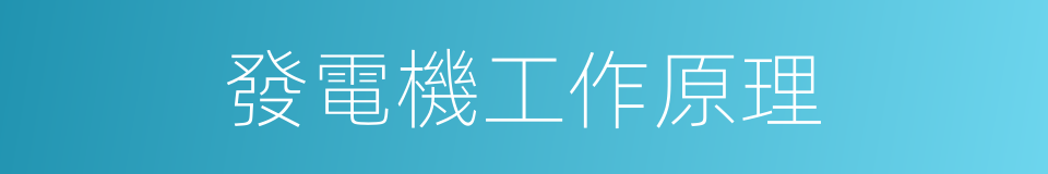 發電機工作原理的同義詞