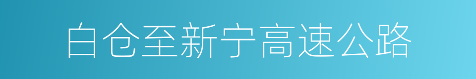 白仓至新宁高速公路的同义词