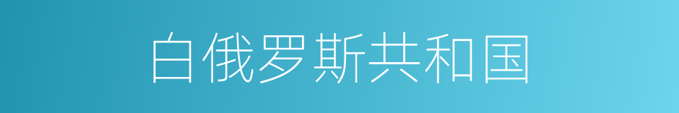 白俄罗斯共和国的同义词