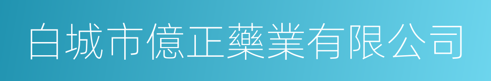 白城市億正藥業有限公司的同義詞