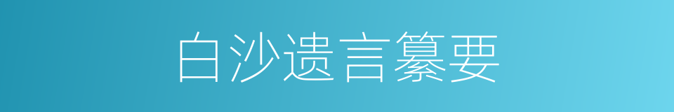白沙遗言纂要的同义词