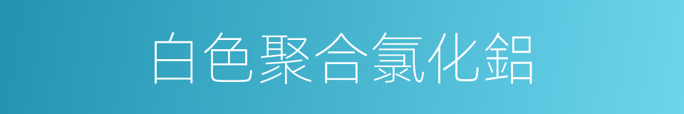 白色聚合氯化鋁的同義詞