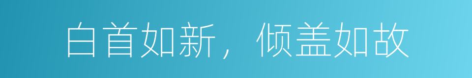 白首如新，倾盖如故的同义词