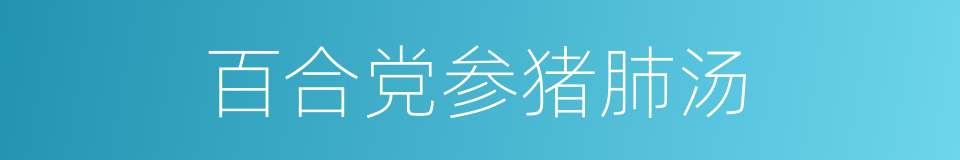 百合党参猪肺汤的同义词