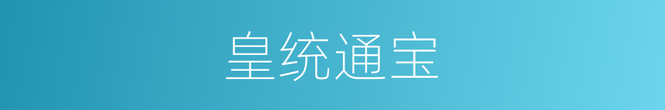 皇统通宝的同义词