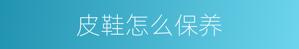 皮鞋怎么保养的同义词