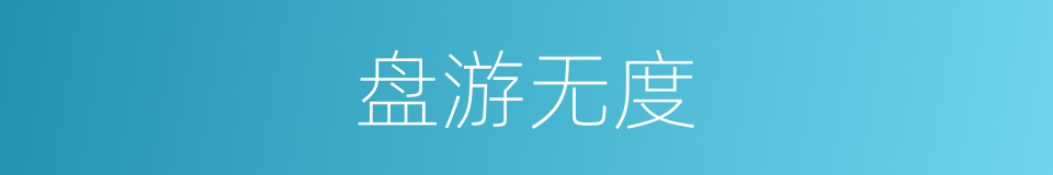 盘游无度的意思