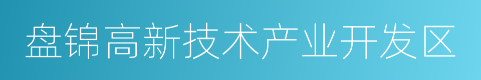 盘锦高新技术产业开发区的同义词