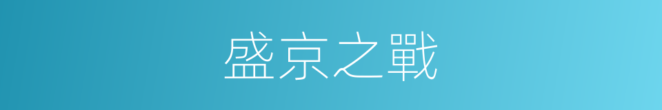 盛京之戰的同義詞