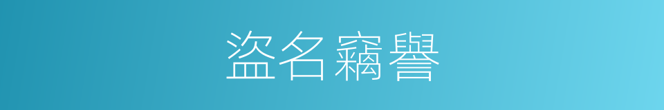 盜名竊譽的意思