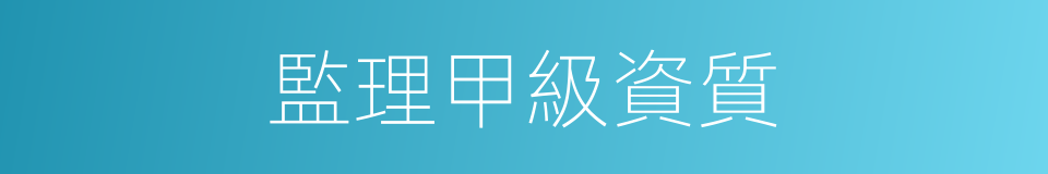 監理甲級資質的同義詞
