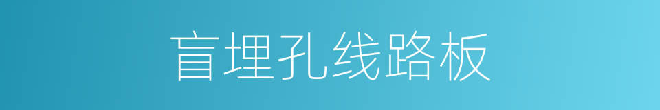盲埋孔线路板的同义词