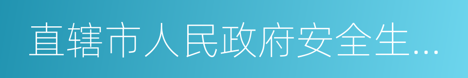 直辖市人民政府安全生产监督管理部门的同义词