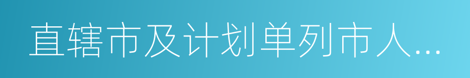 直辖市及计划单列市人民政府的同义词