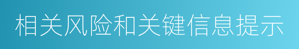 相关风险和关键信息提示的同义词