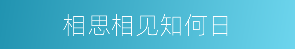 相思相见知何日的同义词