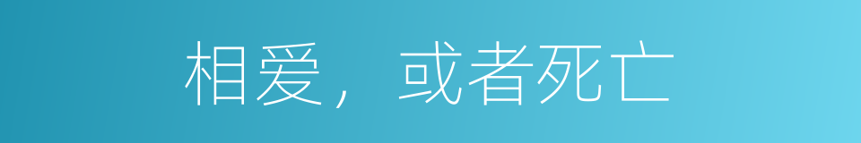 相爱，或者死亡的同义词